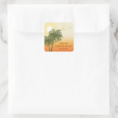 Orange Summer Sunset Palm Trees Birthday Thank You Quadratischer Aufkleber (Tasche)