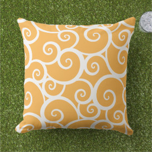 Orange Summer Swirl Muster Kissen