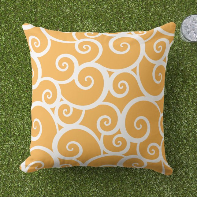 Orange Summer Swirl Pattern Kissen (Gras)