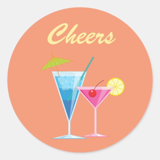 Orange Summer Wedding Checker Runder Aufkleber (Vorderseite)