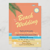 Orange Summer Wedding Einladung (Vorne/Hinten)