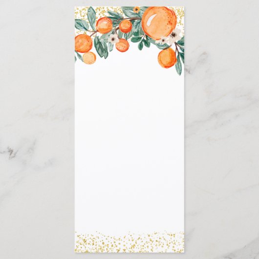 Orange Summer Wedding Menu Card Menükarte (Rückseite)