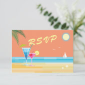 Orange Summer Wedding RSVP Karte (Stehend Vorderseite)