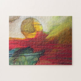 Orange Sun - Abstrakte Malerei Puzzle