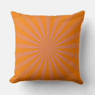 Orange Sun Funky Rays Retro Stripes Kissen