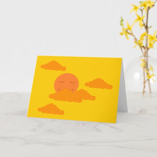 Orange Sun in Golden Sky: Leere Karte (Gelbe Blume)