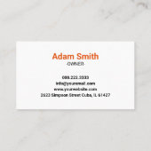 Orange Sun Mowing Lawn Care Service Visitenkarte (Rückseite)