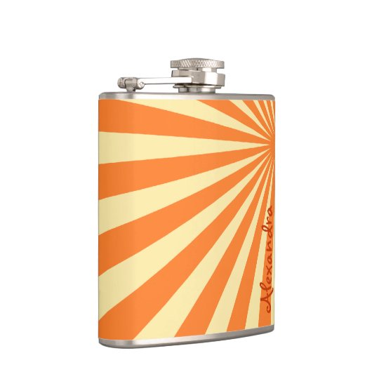 Orange Sunburst "Add Your Name" Flachmann (Rechts)