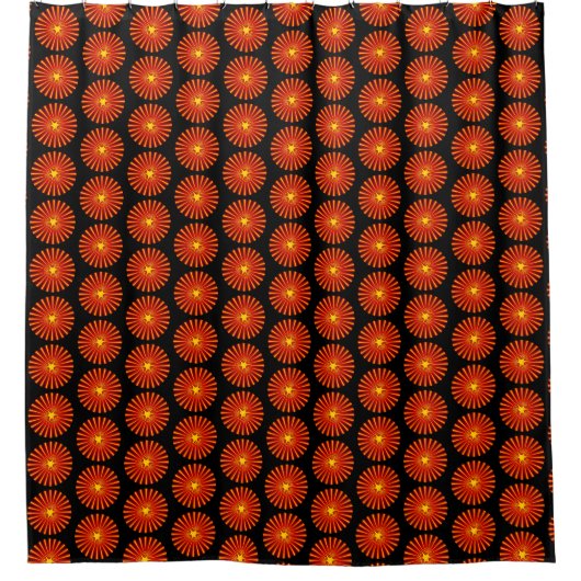 Orange Sunburst Beach House Fraktal Art Pattern Duschvorhang (Vorderseite)