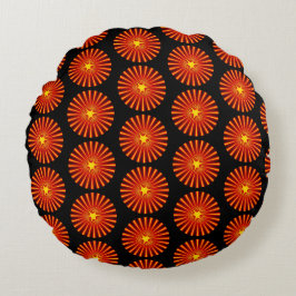 Orange Sunburst Fraktal Art Beach House Muster Rundes Kissen