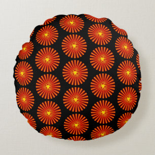 Orange Sunburst Fraktal Art Beach House Muster Rundes Kissen