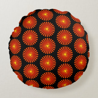 Orange Sunburst Fraktal Art Beach House Muster Rundes Kissen