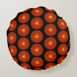 Orange Sunburst Fraktal Art Beach House Muster Rundes Kissen