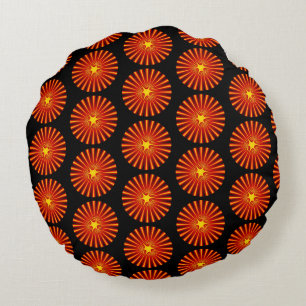Orange Sunburst Fraktal Art Beach House Muster Rundes Kissen
