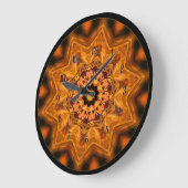 Orange Sunburst Mandala Wall Clock Große Wanduhr (Winkel)