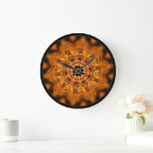 Orange Sunburst Mandala Wall Clock Große Wanduhr (Zuhause)