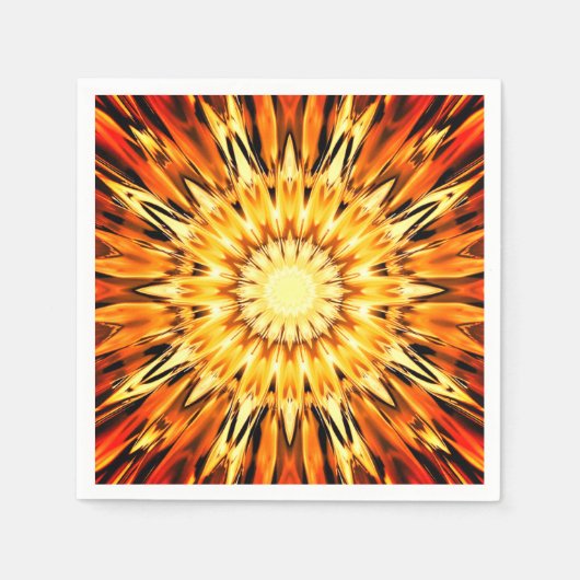 Orange Sunburst Paper Napkin Serviette (Vorderseite)