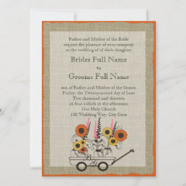 Orange Sunflower Country Wagon Hochzeit Einladung