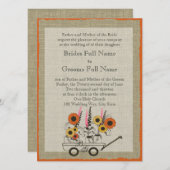 Orange Sunflower Country Wagon Hochzeit Einladung (Vorne/Hinten)