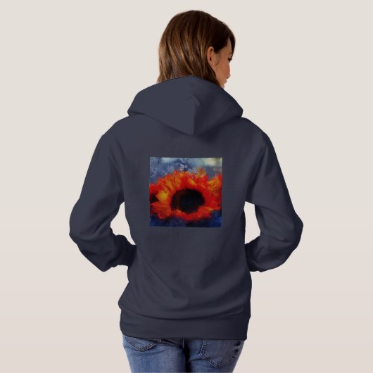 Orange Sunflower Hoodie Sweatshirt oder T - Shirt (Schwarz voll)