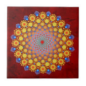 Orange Sunflower Mandala Fliese (Vorderseite)