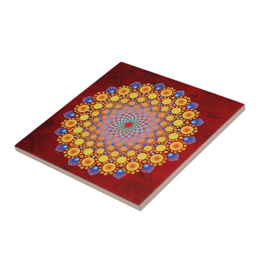 Orange Sunflower Mandala Fliese (Seite)