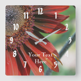 Orange Sunflower Petals Nature Quadratische Wanduhr