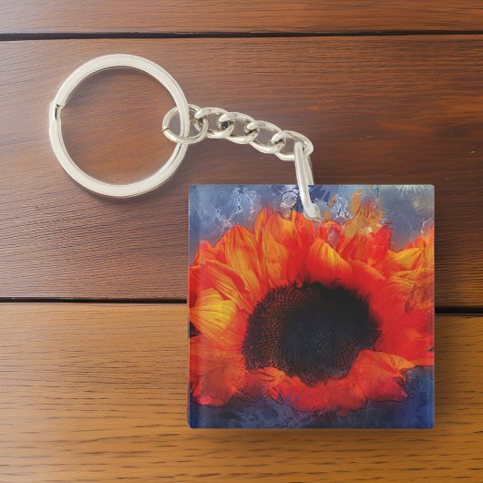 Orange Sunflower Schlüsselanhänger