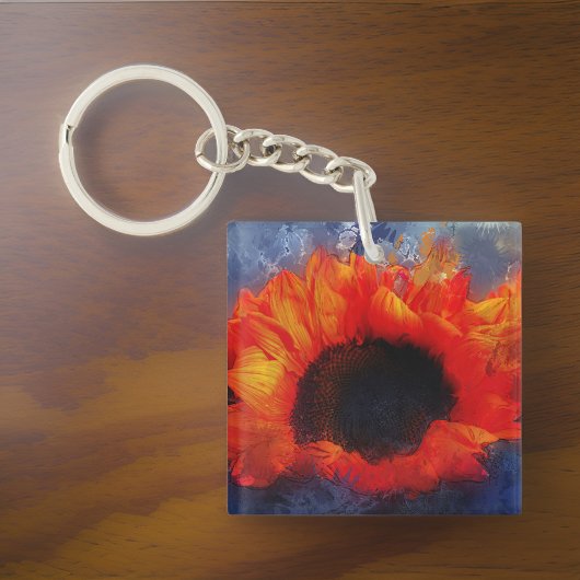 Orange Sunflower Schlüsselanhänger