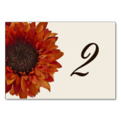 Orange Sunflower Wedding Tischnummer Card (Rückseite)