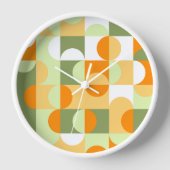 Orange Sunny Yellow Dunkel Green Retro Art Muster Uhr (Vorderseite)