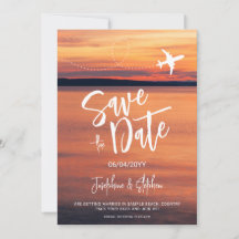 Orange Sunset Airplane Form Hochzeit in Urlaubsort