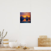 Orange Sunset am Calm Forest Lake Poster (Küche)