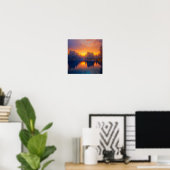 Orange Sunset am Calm Forest Lake Poster (Heimbüro)