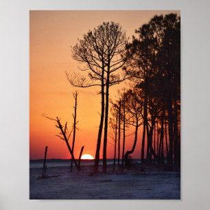 Orange Sunset auf Dauphin Island, Alabama Poster