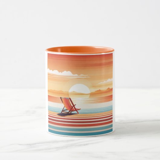 Orange Sunset Beach Mug - Vibrant Coastal Design Tasse (Zentrum)