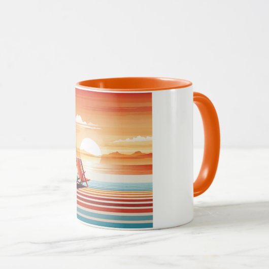 Orange Sunset Beach Mug - Vibrant Coastal Design Tasse (VorderseiteRechts)