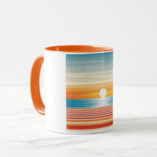 Orange Sunset Beach Mug - Vibrant Coastal Design Tasse