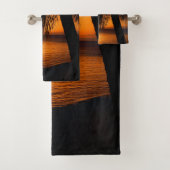 Orange Sunset Beach Tropical Island Palm Tree Badhandtuch Set (Insitu)