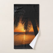 Orange Sunset Beach Tropical Island Palm Tree Badhandtuch Set (Handtuch)