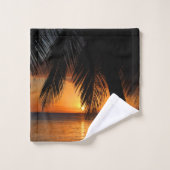Orange Sunset Beach Tropical Island Palm Tree Badhandtuch Set (Waschlappen)