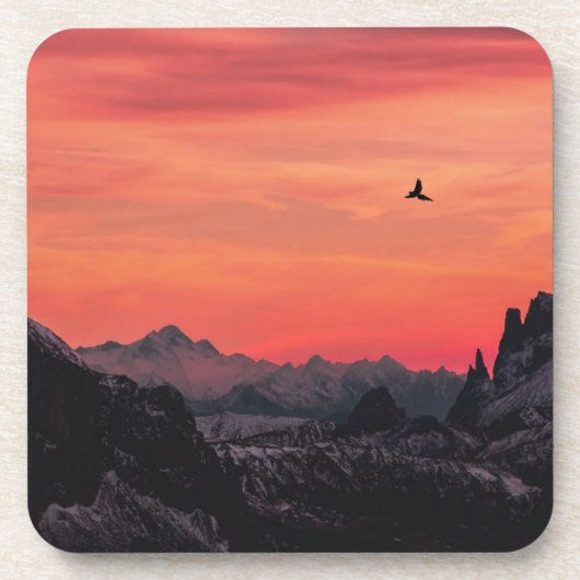 Orange Sunset Bird in Sky Getränkeuntersetzer (Vorderseite)