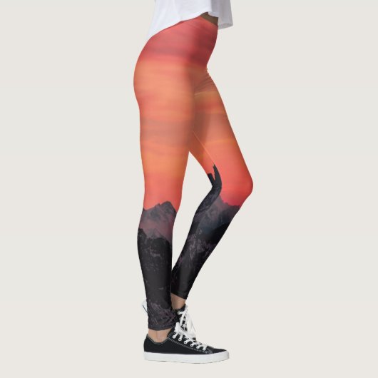 Orange Sunset Bird in Sky Leggings (Rechts)