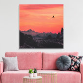 Orange Sunset Bird in Sky Leinwanddruck (Insitu (Wohnzimmer))