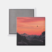 Orange Sunset Bird in Sky Magnet (Vorderseite/Rückseite)