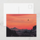 Orange Sunset Bird in Sky Postkarte (Vorne/Hinten)