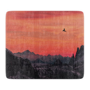 Orange Sunset Bird in Sky Schneidebrett