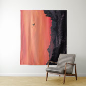 Orange Sunset Bird in Sky Wandteppich (Beispiel)