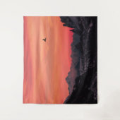 Orange Sunset Bird in Sky Wandteppich (Vorderseite)