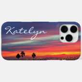 Orange Sunset California Landsmonogram Name Case-Mate iPhone Hülle (Rückseite (Horizontal))